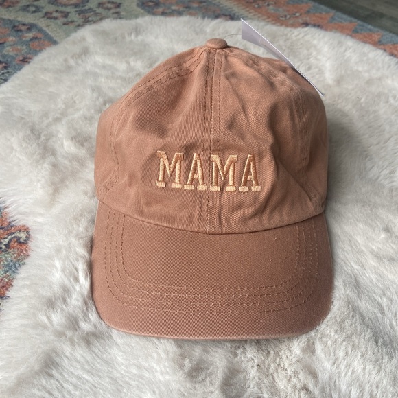 Boutique women’s MAMA embroidered baseball hat blush mauve brown dad cap OSFM - Picture 16 of 16